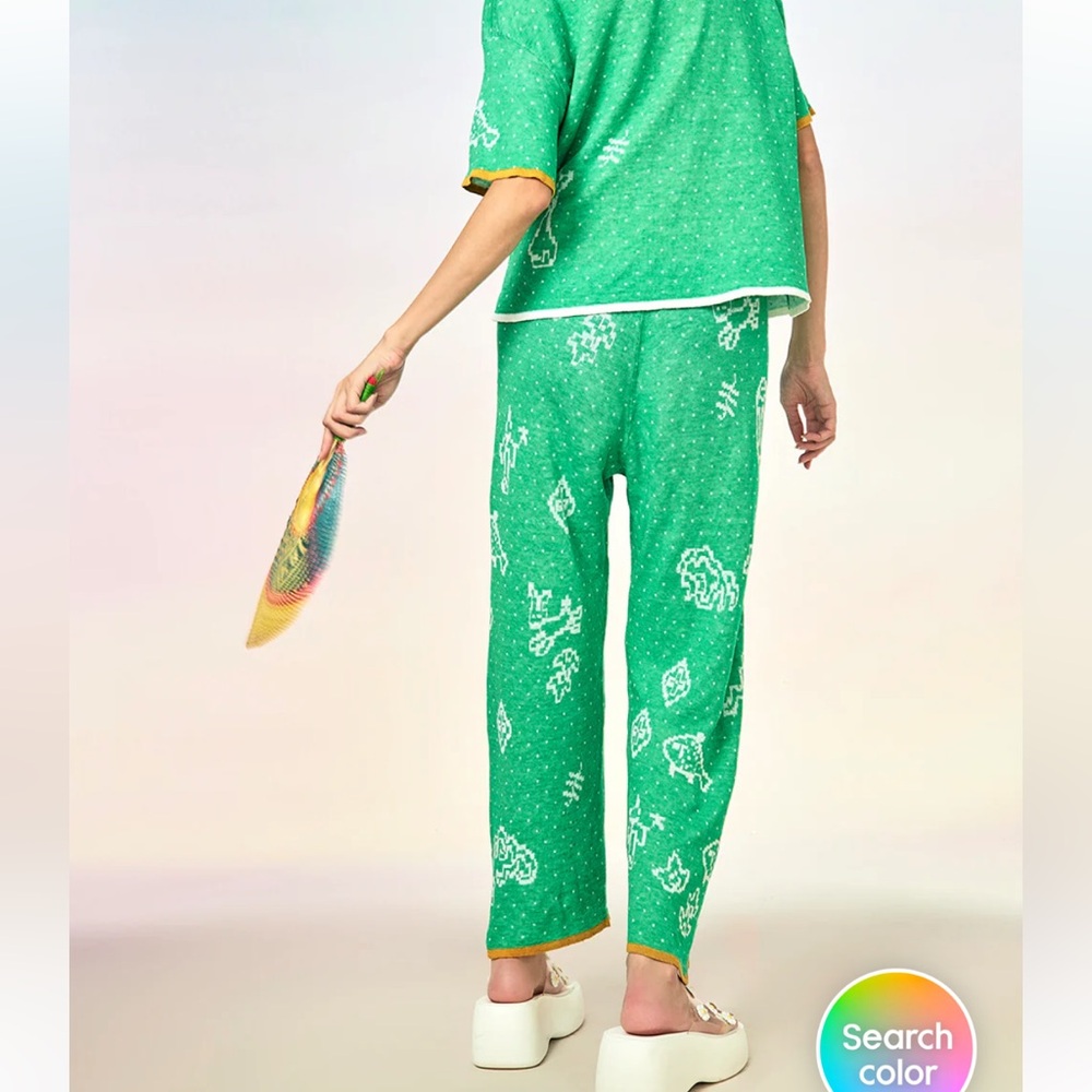 YANYAN NWT munzi girl linen easy pant -peppermint -large - Picture 4 of 11